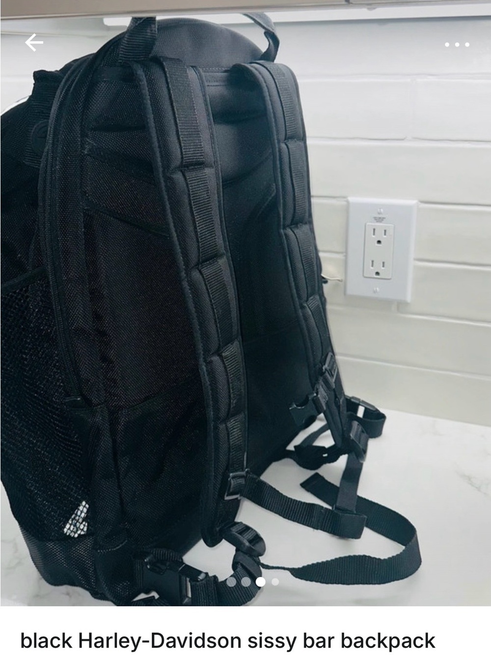 Harley-Davidson Black Backpack with White Piping - Picture 3 of 4